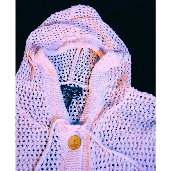 NWT New W/Tag CHARLIE B Pearl Picot Knit Hooded Cardigan Sweater Buttons Size XL - Picture 6 of 9